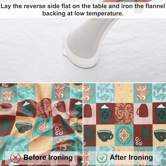 Round Fitted Waterproof Round Tablecloth with Elastic Edge, Patterned Cups - Picture 3 of 4